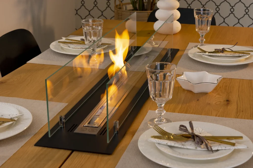 Built-in Bioethanol Fireplace Insert – 100 cm in a home setting