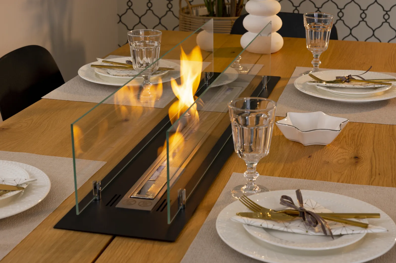 Built-in Bioethanol Fireplace Insert – 100 cm in a home setting