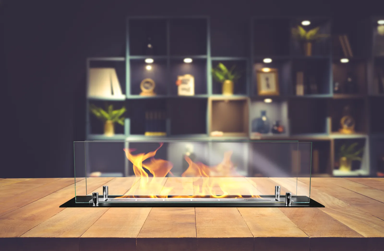 Built-in Bioethanol Fireplace Insert – 65 cm in a home setting