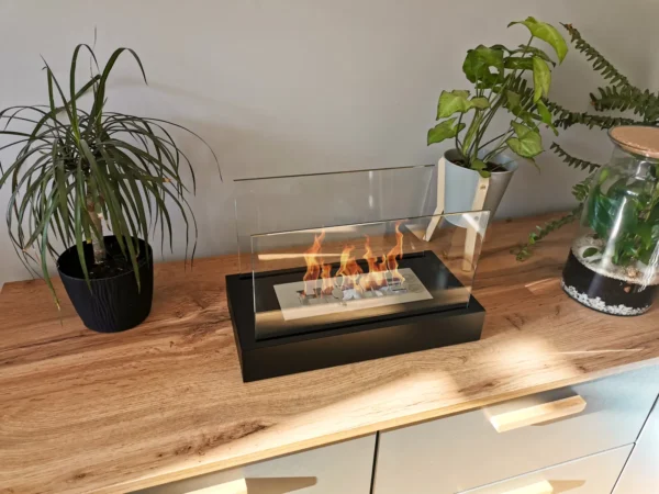 Home Tabletop Bioethanol Fireplace – Black in a home setting