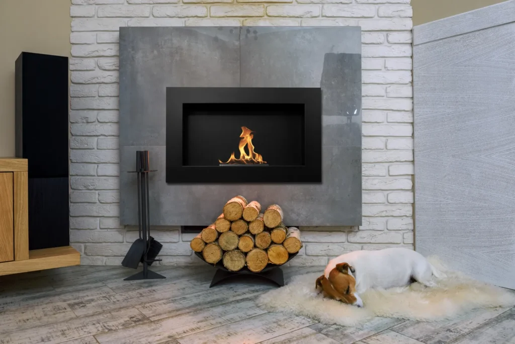 650 Essential Bioethanol Fireplace – Matt black in a home setting